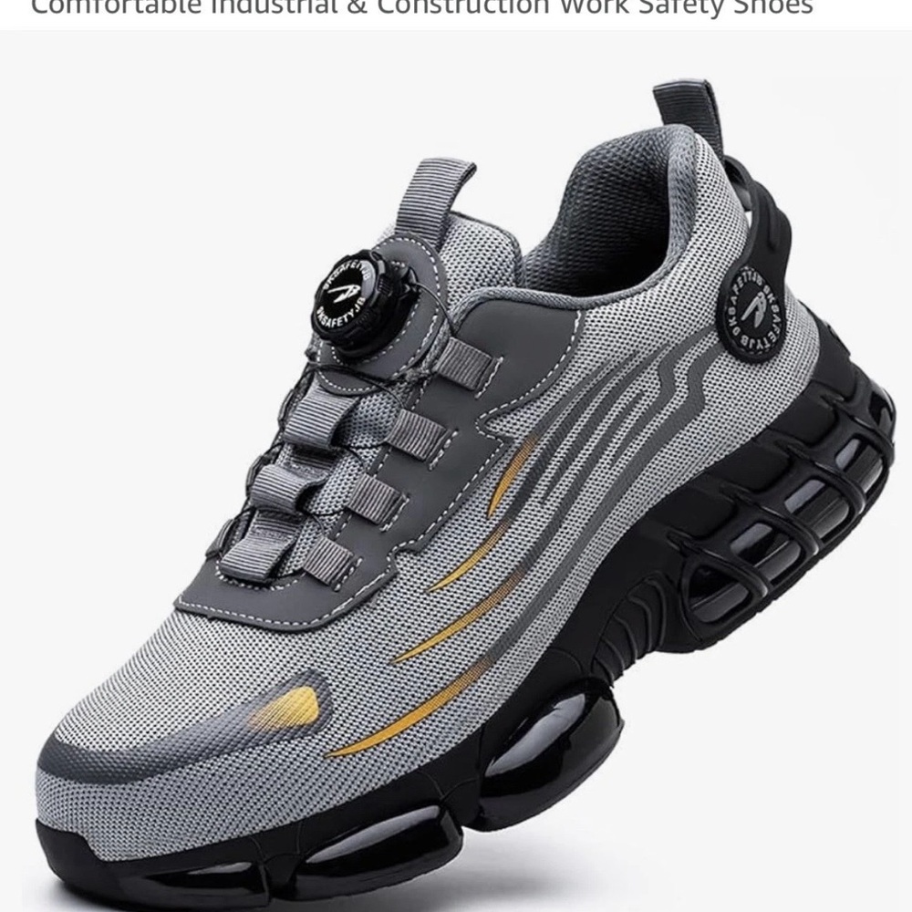 Lightweight Gray and Black Men’s Athletic Work Safety Shoe CN43 Mens 9.5-10